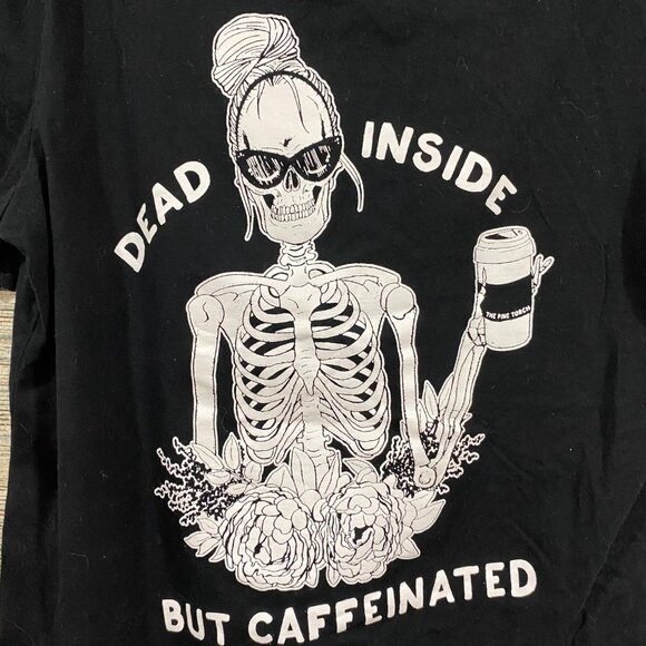 Womens Funny Black and White graphic Print Coffee shirt Size S - Picture 4 of 4